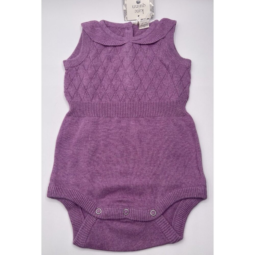 Kate Quinn Body Suit Girls Baby Size 12-18 Months Purple Sweater Ruffle Collar